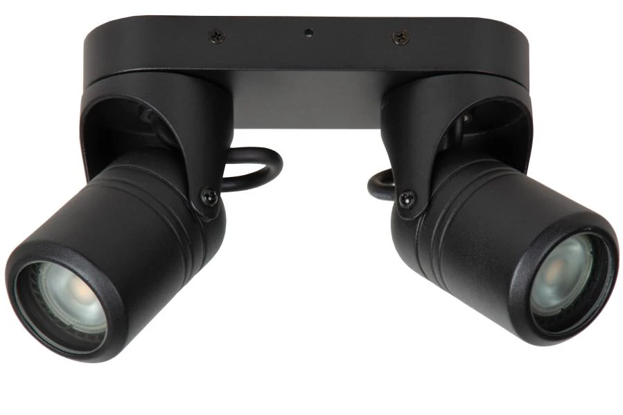 Lucide NIORT - Ceiling spotlight Indoor/Outdoor - 2xGU10 - IP44 - Black - turned off